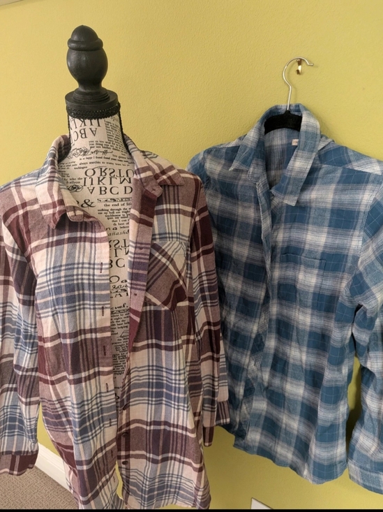 Kirklands Tops - A Set Of 2 Plaid Flannel Shirts